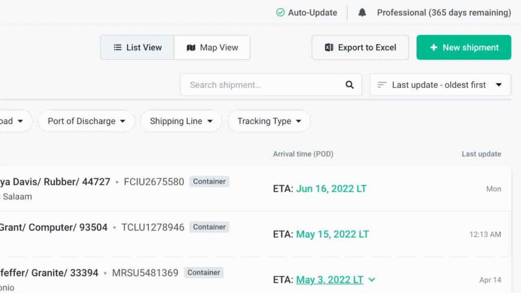 Visiwise container tracking Auto update feature