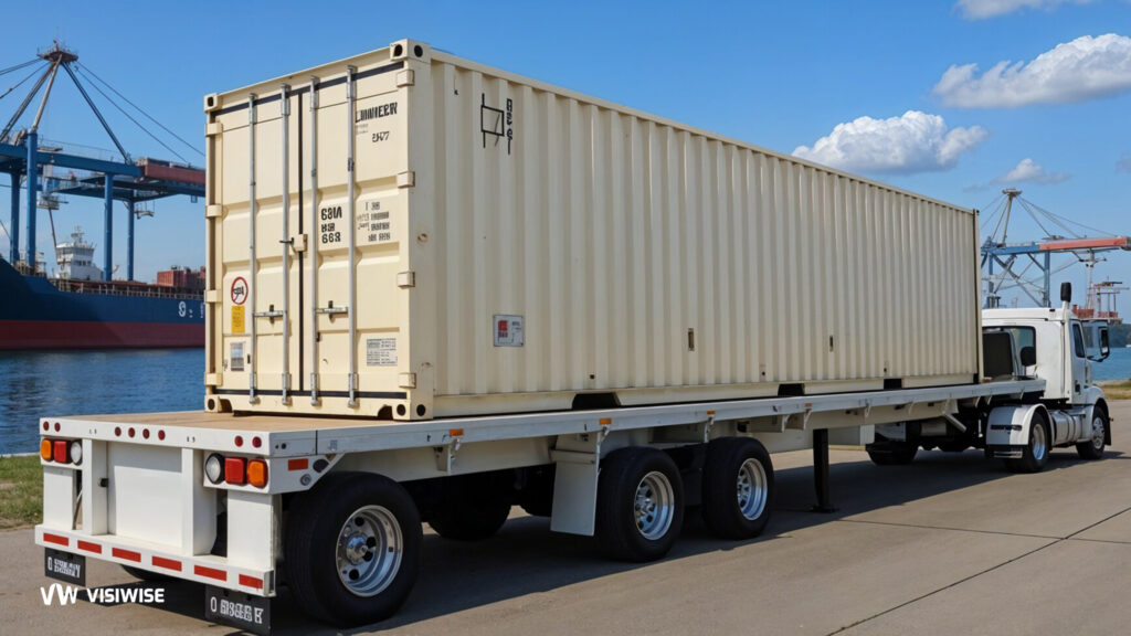 container on flatbed