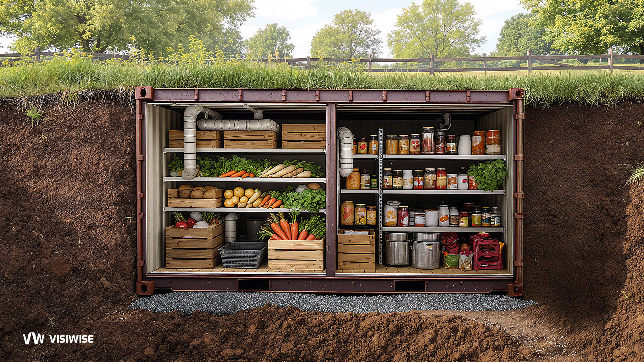 shipping container root cellar