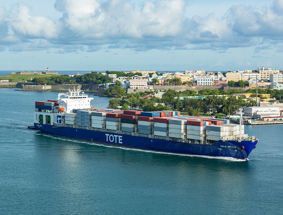 TOTE Maritime LNG-powered container ship on Jones Act trade route